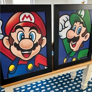 Mario and Luigi wall hangings